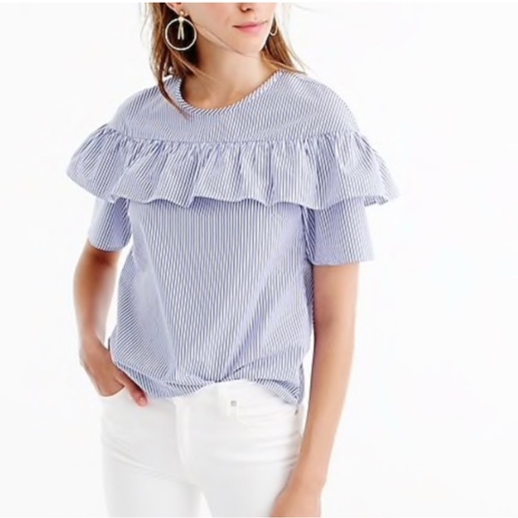 J. Crew Tops - J.crew striped blue short sleeve top